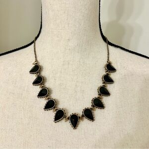Lucky Brand Black and Gold Toned Teardrop Necklace